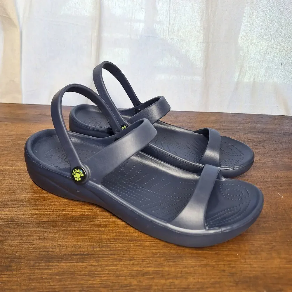 Dawgs 3 strap comfort sandals waterproof navy blue size 8 beach travel vacation
